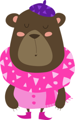 Mama Bear wearing pink dress