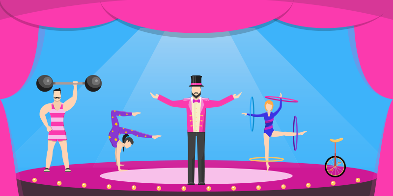 Hubspot marketing software full range of tools like circus acts under one big top.