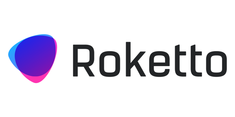 Roketto wordmark with new logo on the left