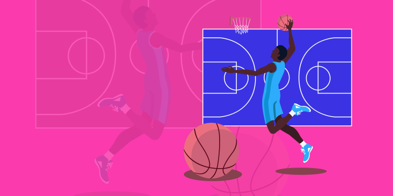 Basketball player dunking a ball after winning the adwords attribution model