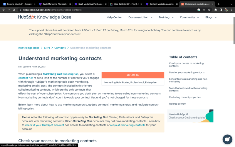 HubSpot Understanding Marketing Contacts