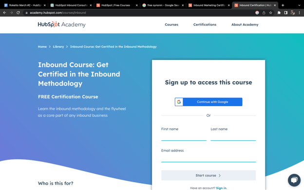 HubSpot Academy Inbound Marketing